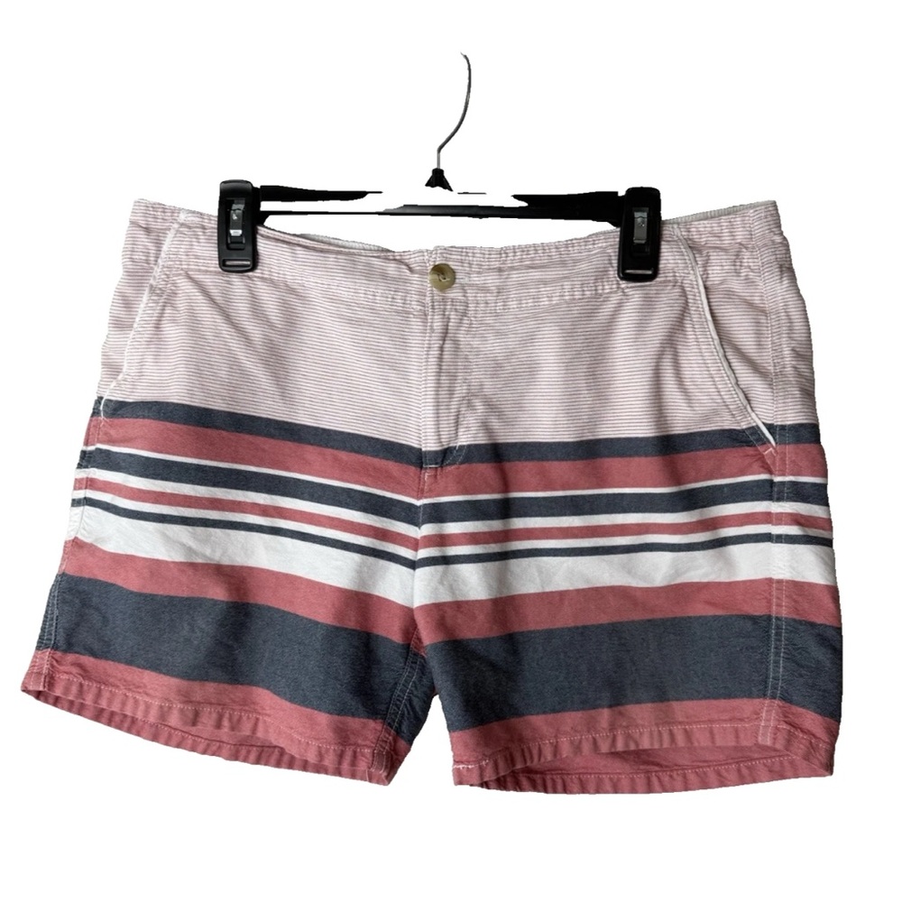 Columbia PFG Women's Shorts Size 12 Stripes Cotton Casual  Red Blue White